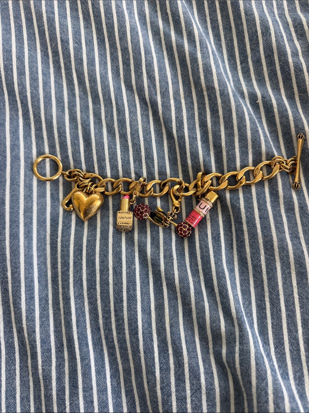 Vintage Juicy charm bracelet- with iconic rhinestone cherries